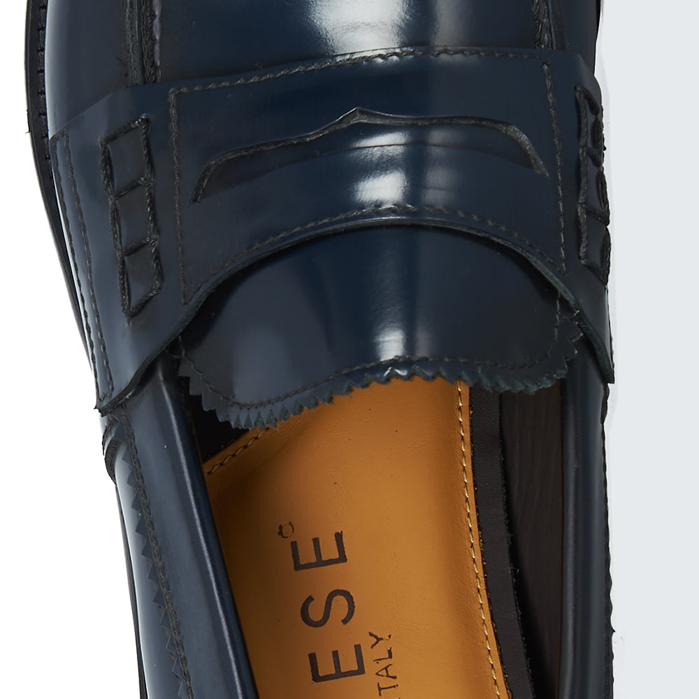 Mocassino in pelle abrasivata blu