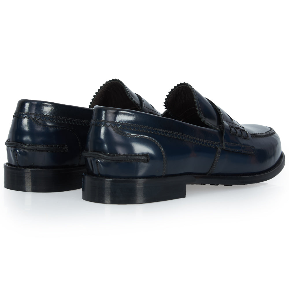 Mocassino in pelle abrasivata blu
