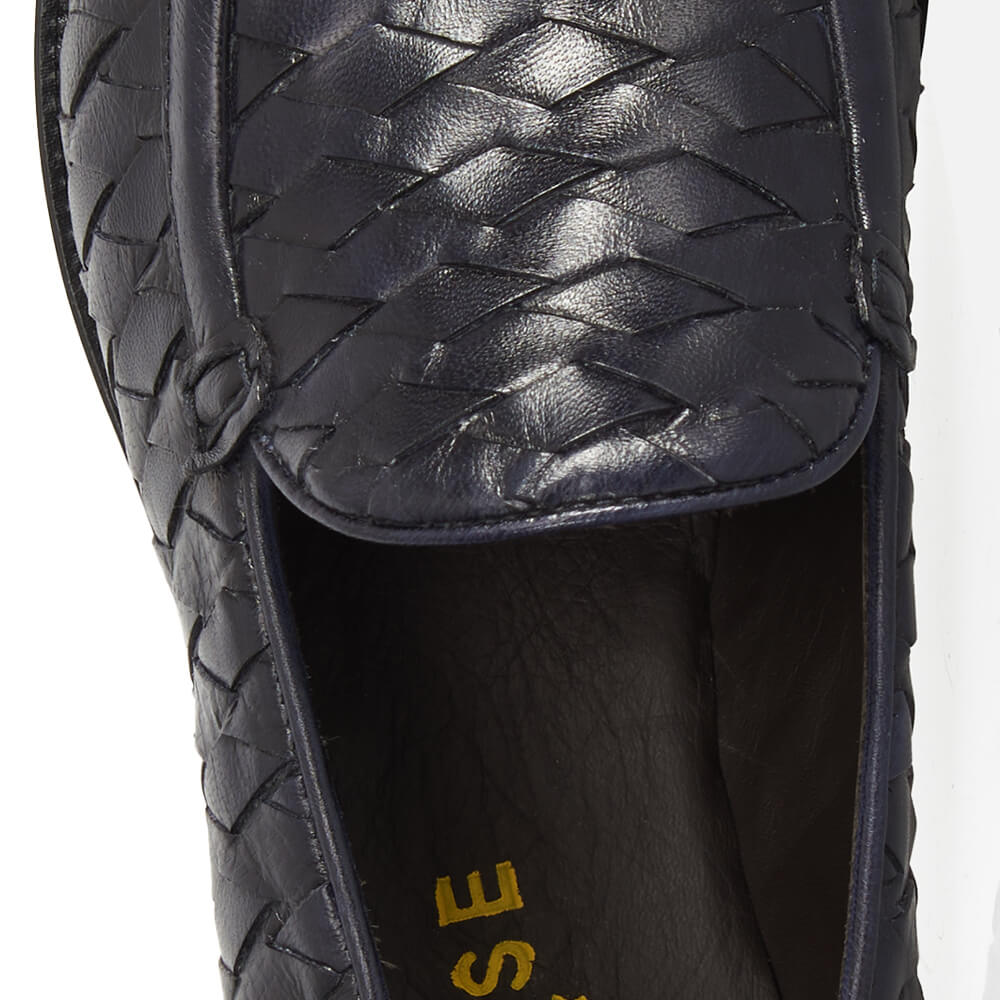 Mocassino in pelle intrecciata blu