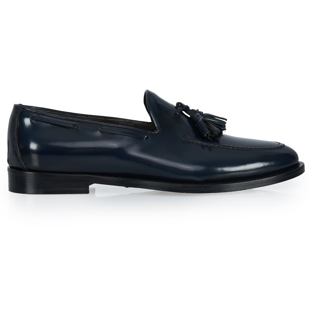 Mocassino tassel - pelle abrasivata blu