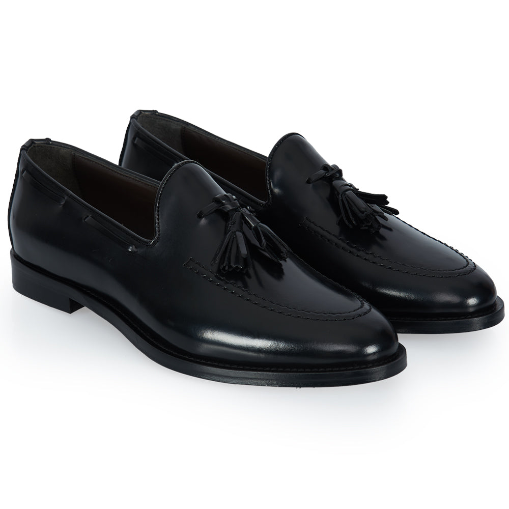 Mocassino tassel - pelle abrasivata nera