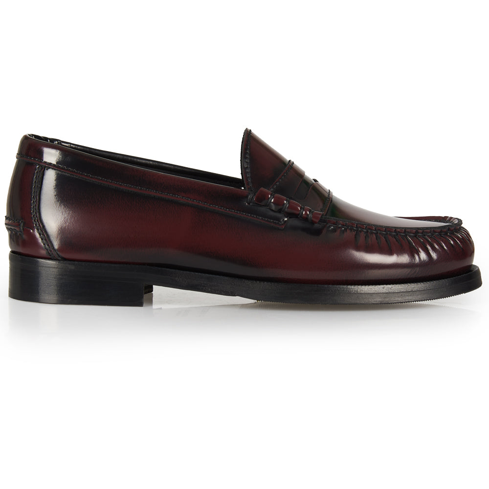 Mocassino Penny bordeaux con cuciture a mano