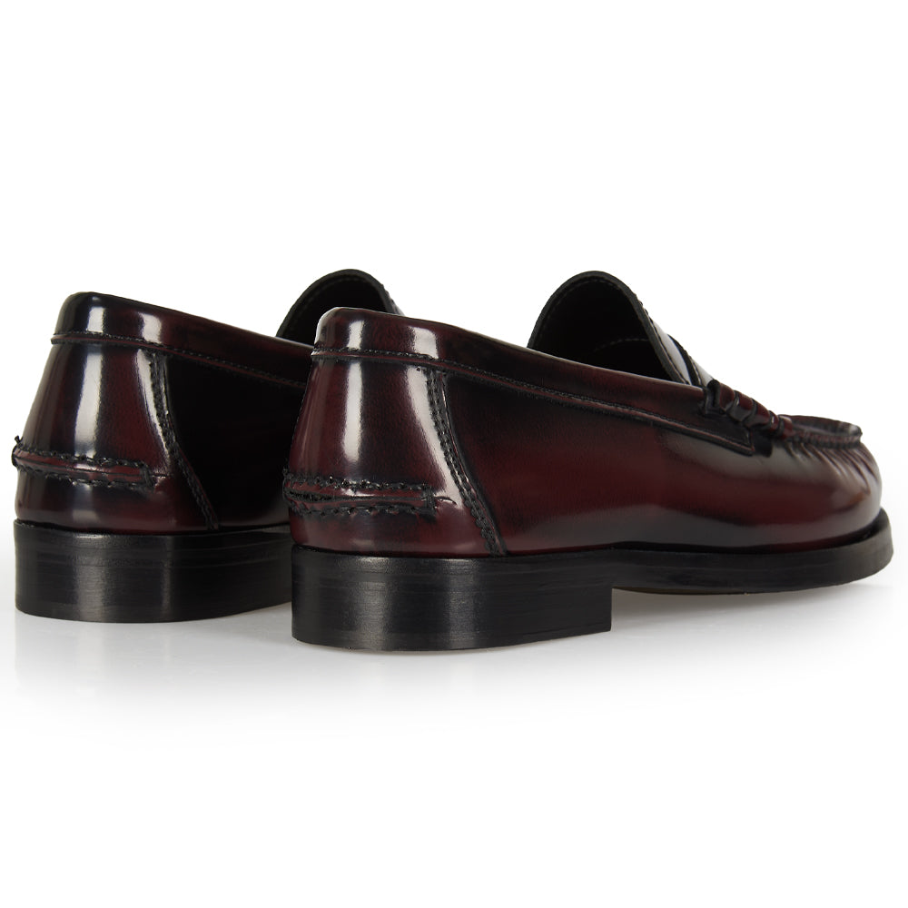 Burgundy Penny Loafer with Hand Stitching