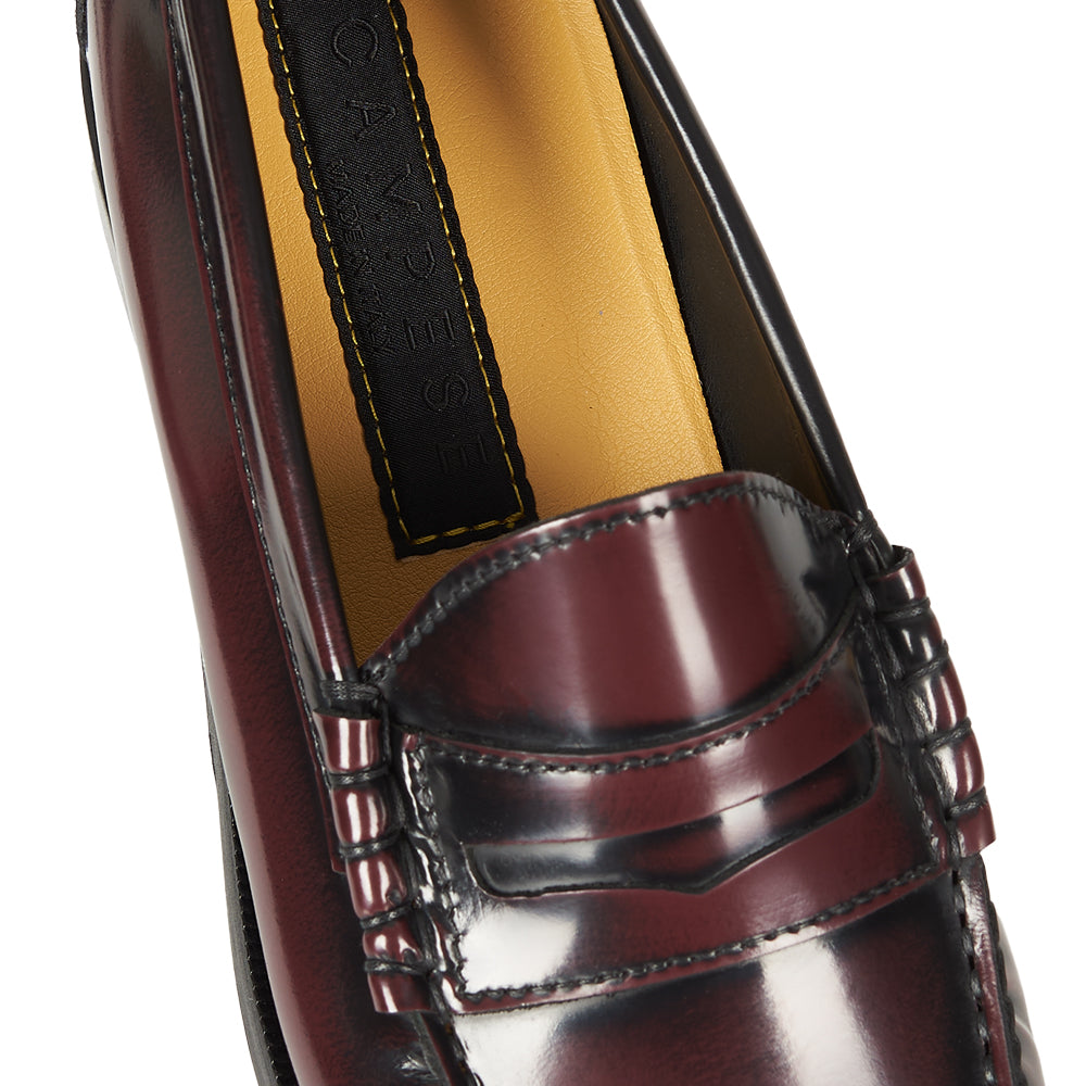 Burgundy Penny Loafer with Hand Stitching