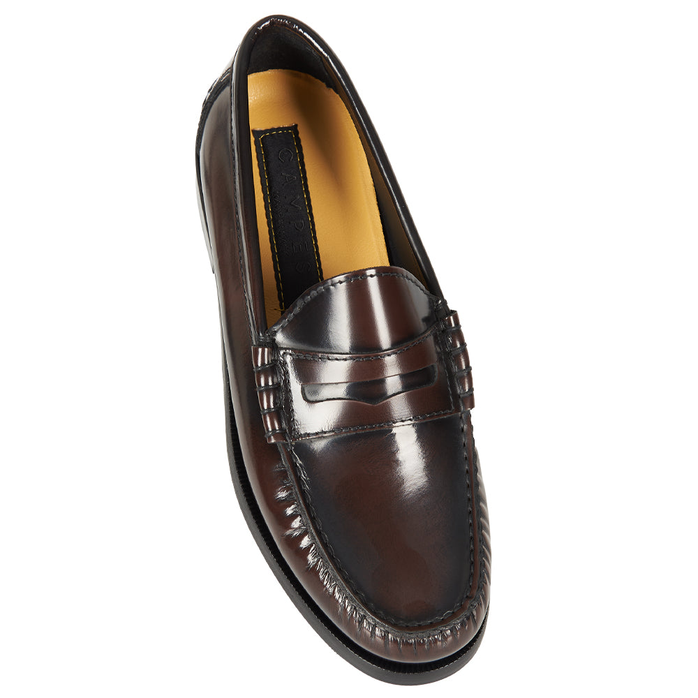 Mocassino Penny marrone con cuciture a mano