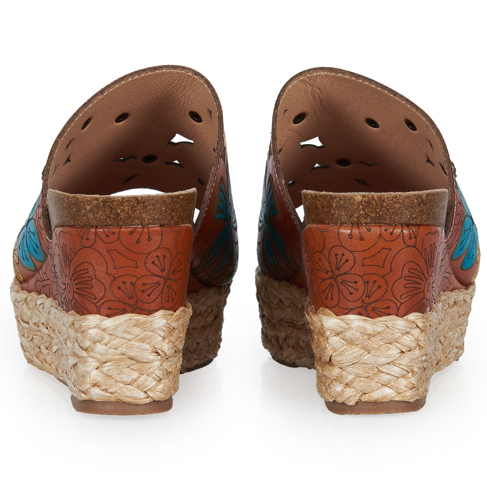 Sabot Espadrillas stile fiorato- cuoio
