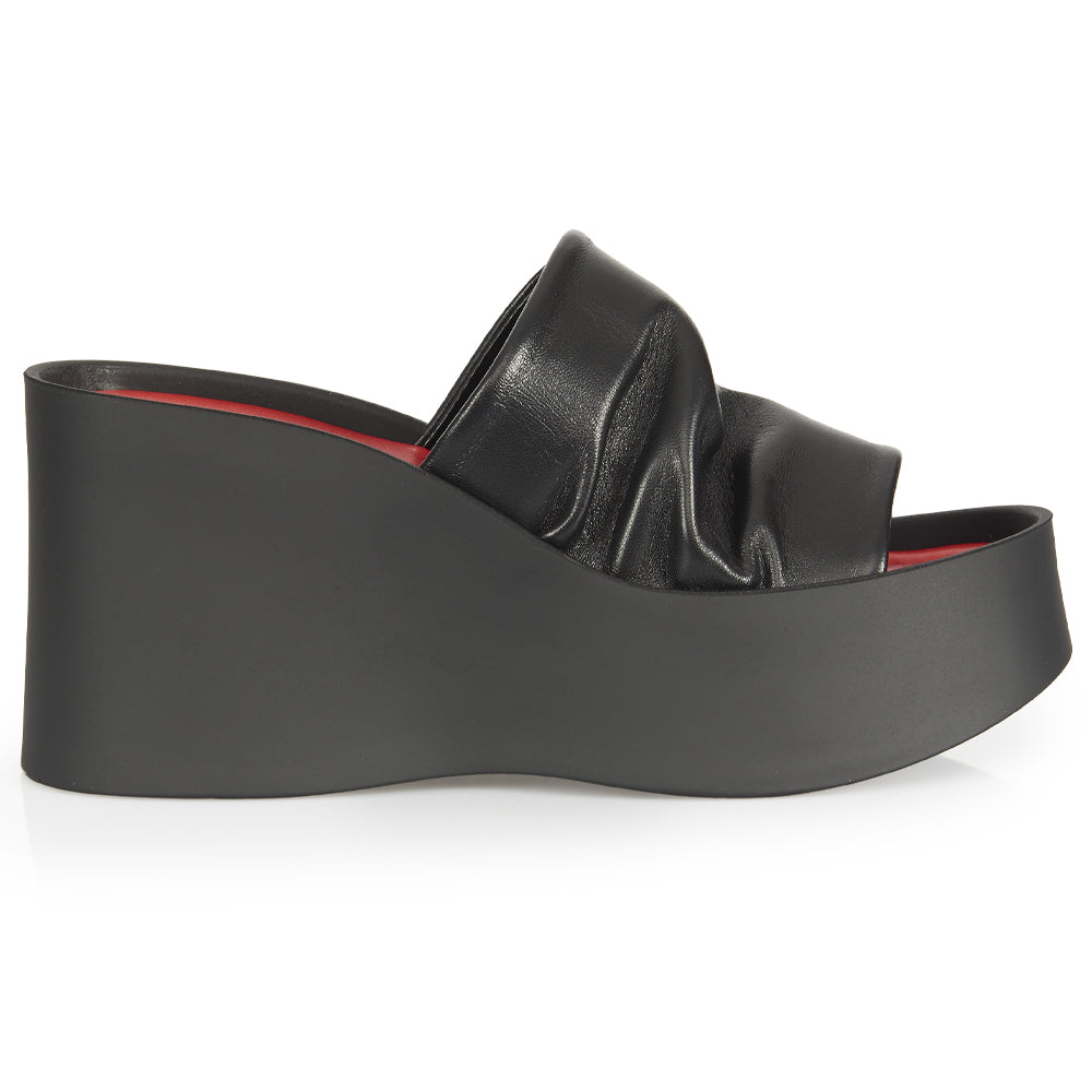 Sabot Platform Zeppa ruched Nero