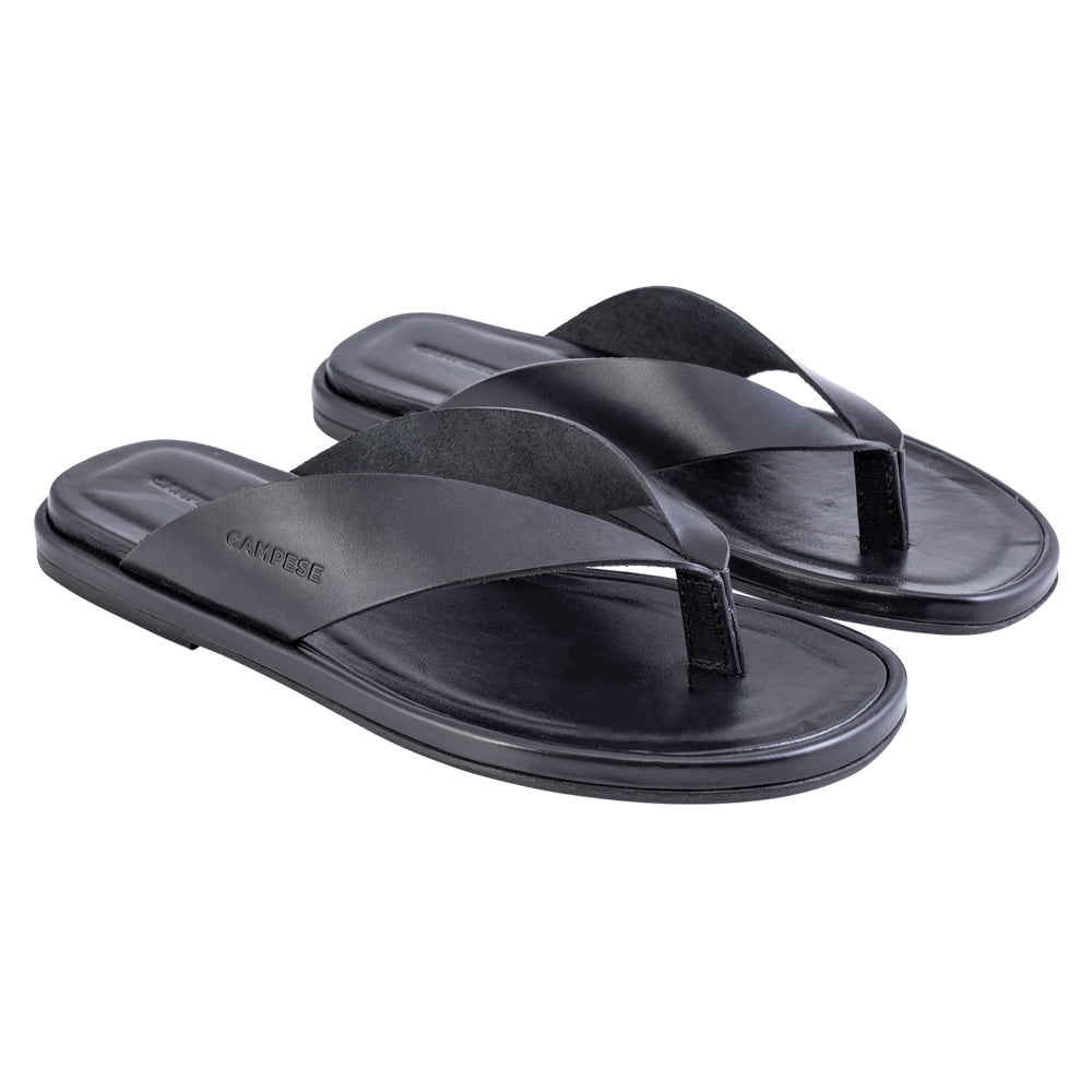 Sandalo infradito in pelle nera