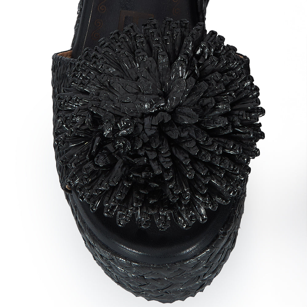 Sandalo in raffia nera