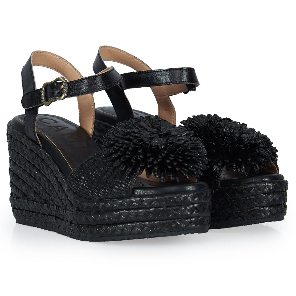 Sandalo in raffia nera