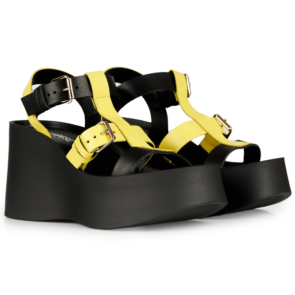 Sandalo platform Black and Lemon