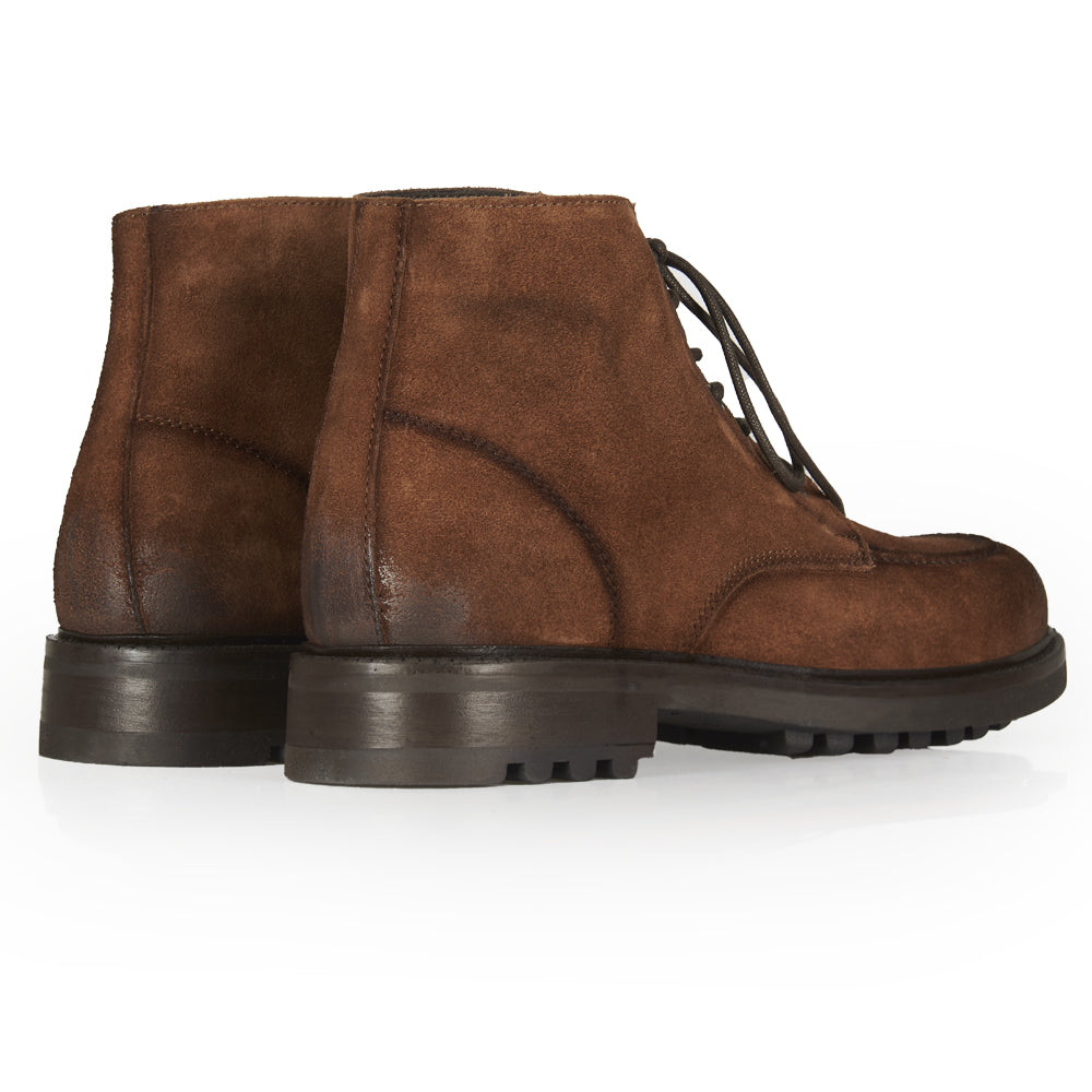 Stivaletto stringato in camoscio cuoio