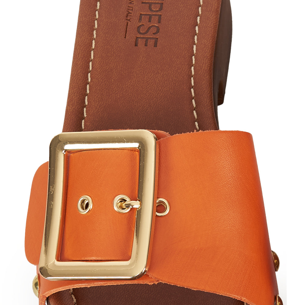 Zoccoletto glam in pelle arancio albicocca