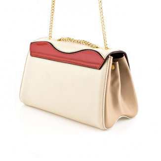 Shoulder bag in white/red leather
