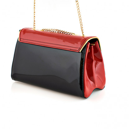 Shoulder bag in red/black leather