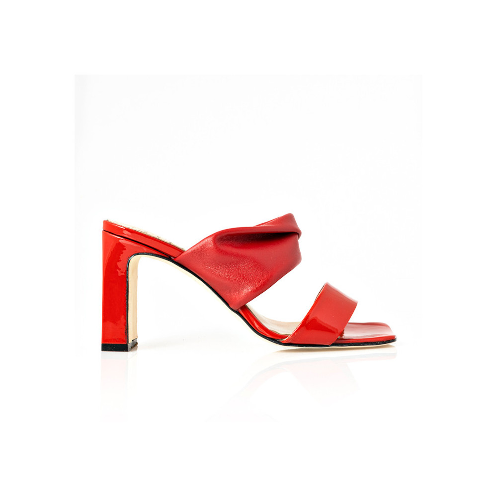 Red leather sandals