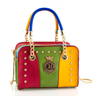 Handbag in multicolor - black/red leather