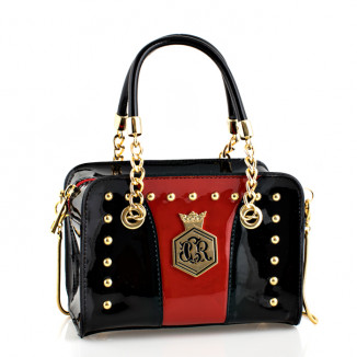 Handbag in black/red leather