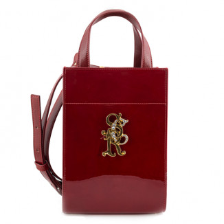 Small handbag with smooth red patent leather
