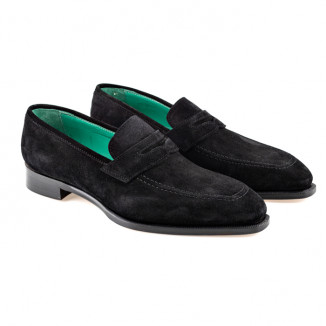 Black moccasin in black suede leather