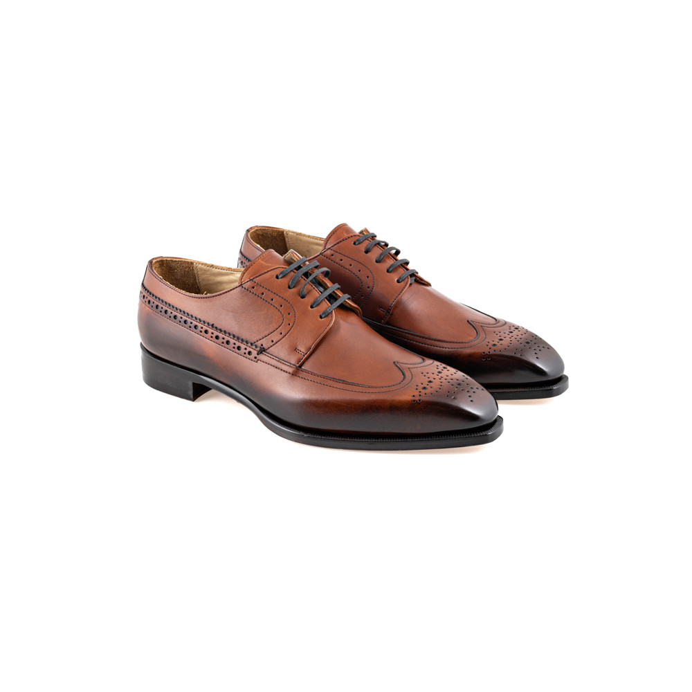 Derby shoes in smooth tan leather