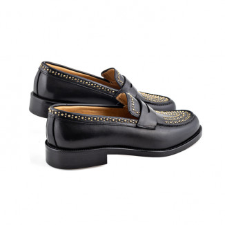 Classic collage moccasin in black smooth leather