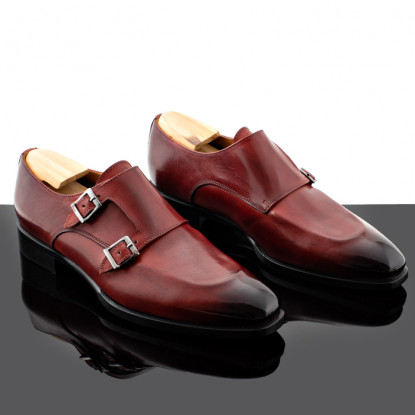Double monk straps red leather