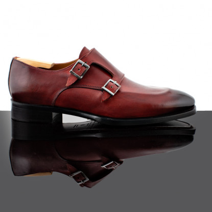 Double monk straps red leather
