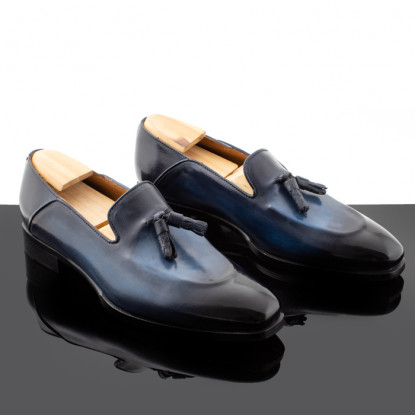 Blue leather mocassins & loafers