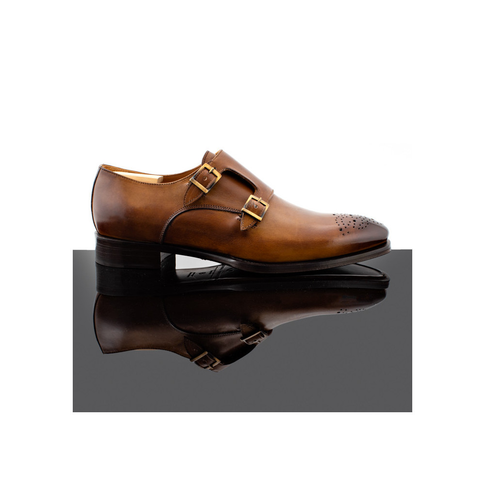 Double monk straps brogue brown