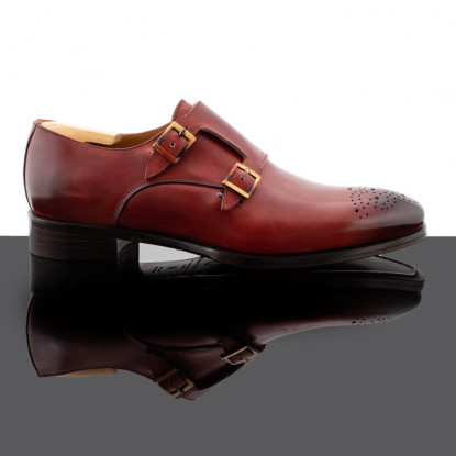 Double monk straps brogue red