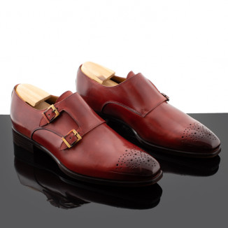 Double monk straps brogue red