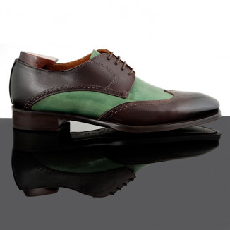 Oxford in brown/green leather