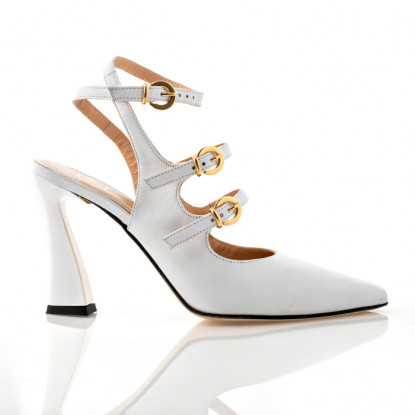 Mules courts in white leather