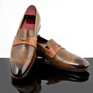 Brown leather loafers