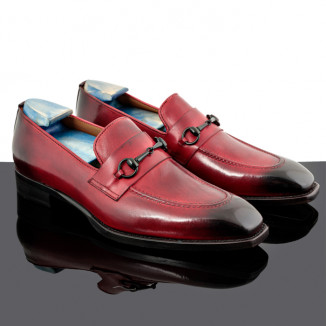 Red leather loafers