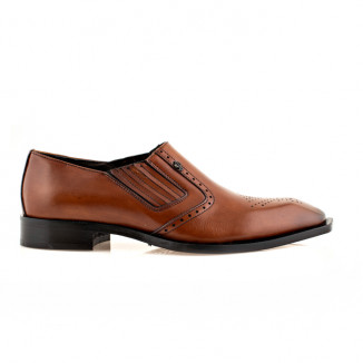 Brown leather brogue loafers