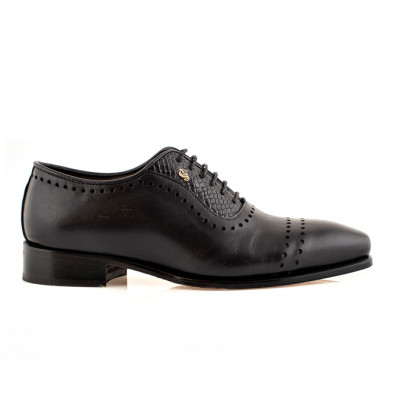 Black leather lace-up oxford