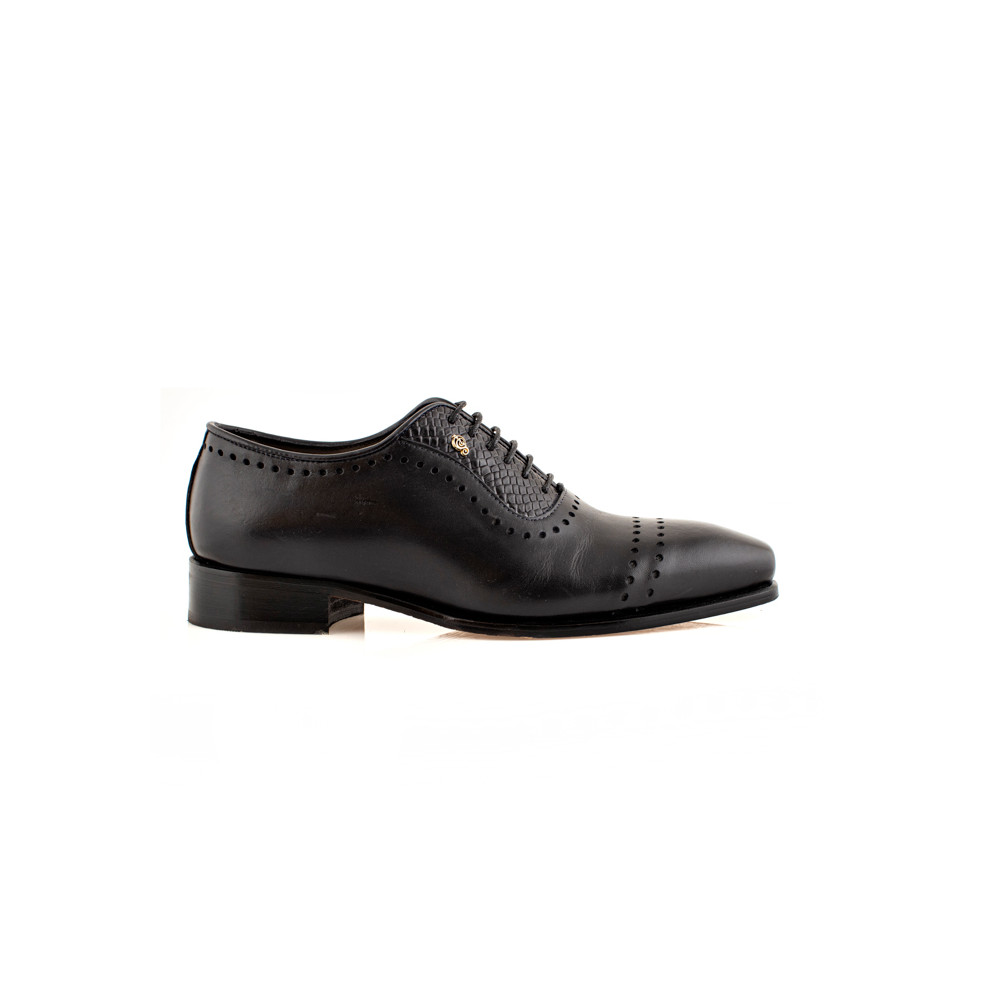 Black leather lace-up oxford