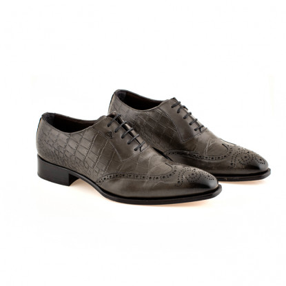 Grey leather lace-up oxford