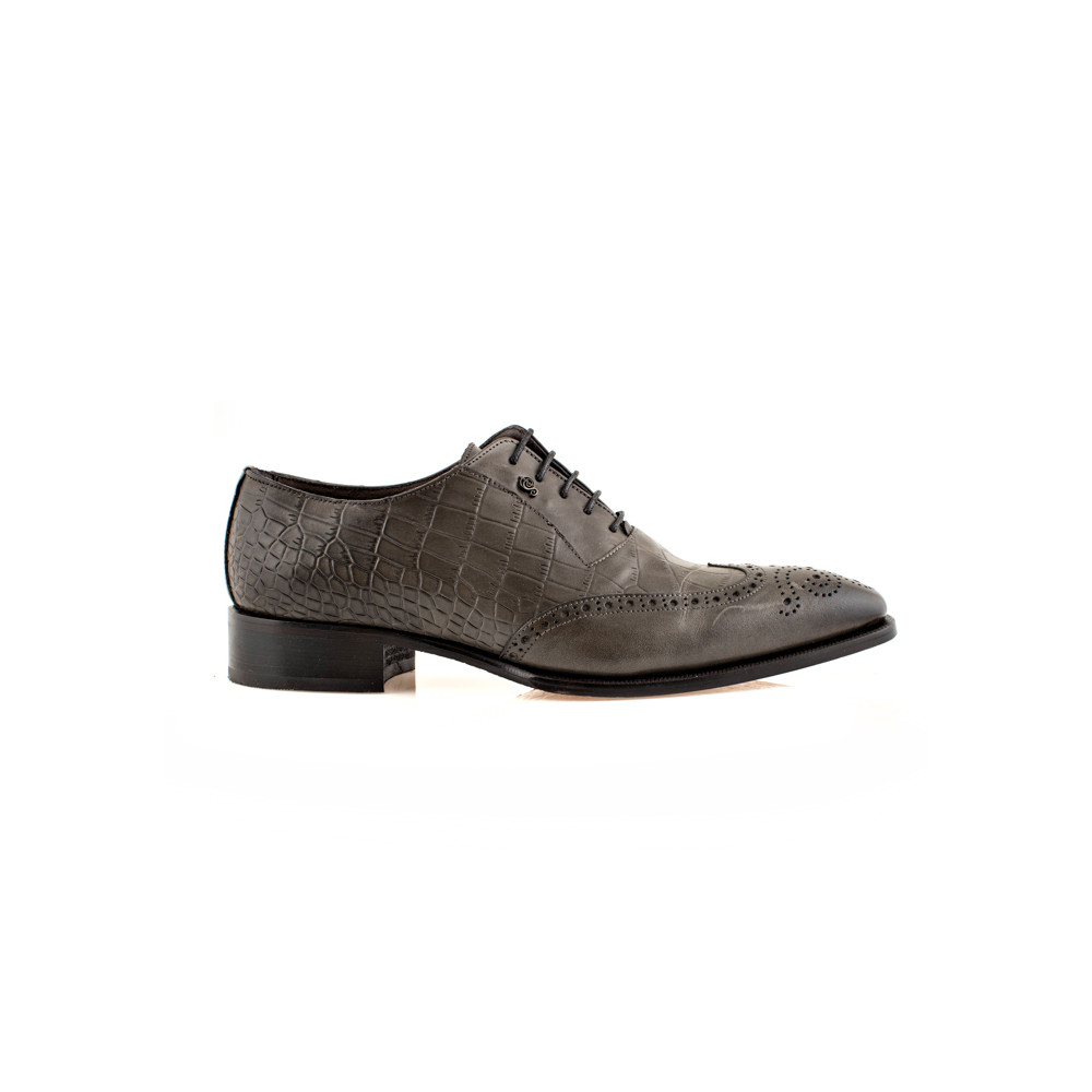Grey leather lace-up oxford