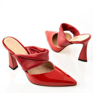 Red leather mules
