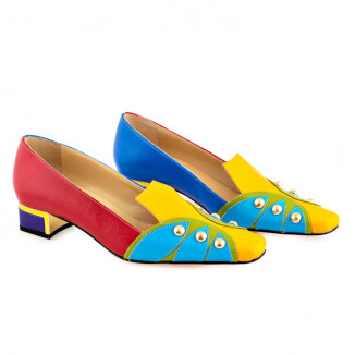 Multicolor leather office shoes