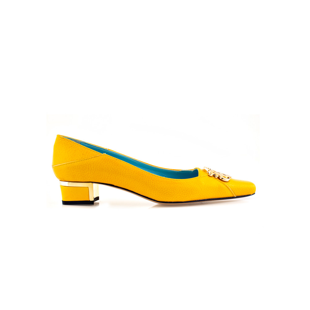 Yellow leather office shoes