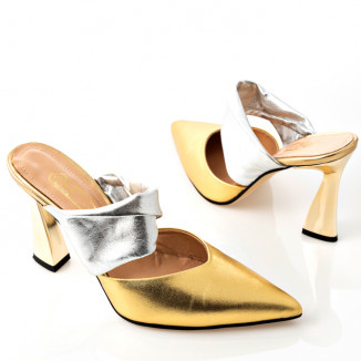 Golden leather mules
