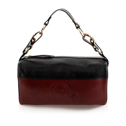 Handbag in black/burgundy leather