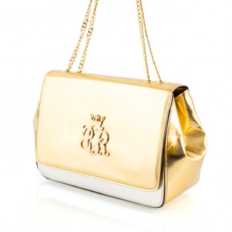 Handbag in white/golden leather