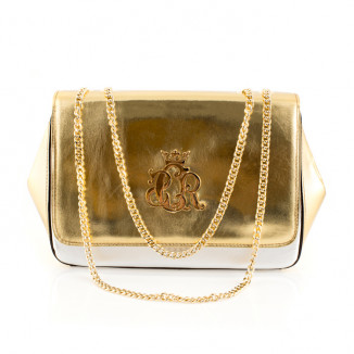 Handbag in white/golden leather