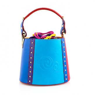 Handbag in blue/light blue leather