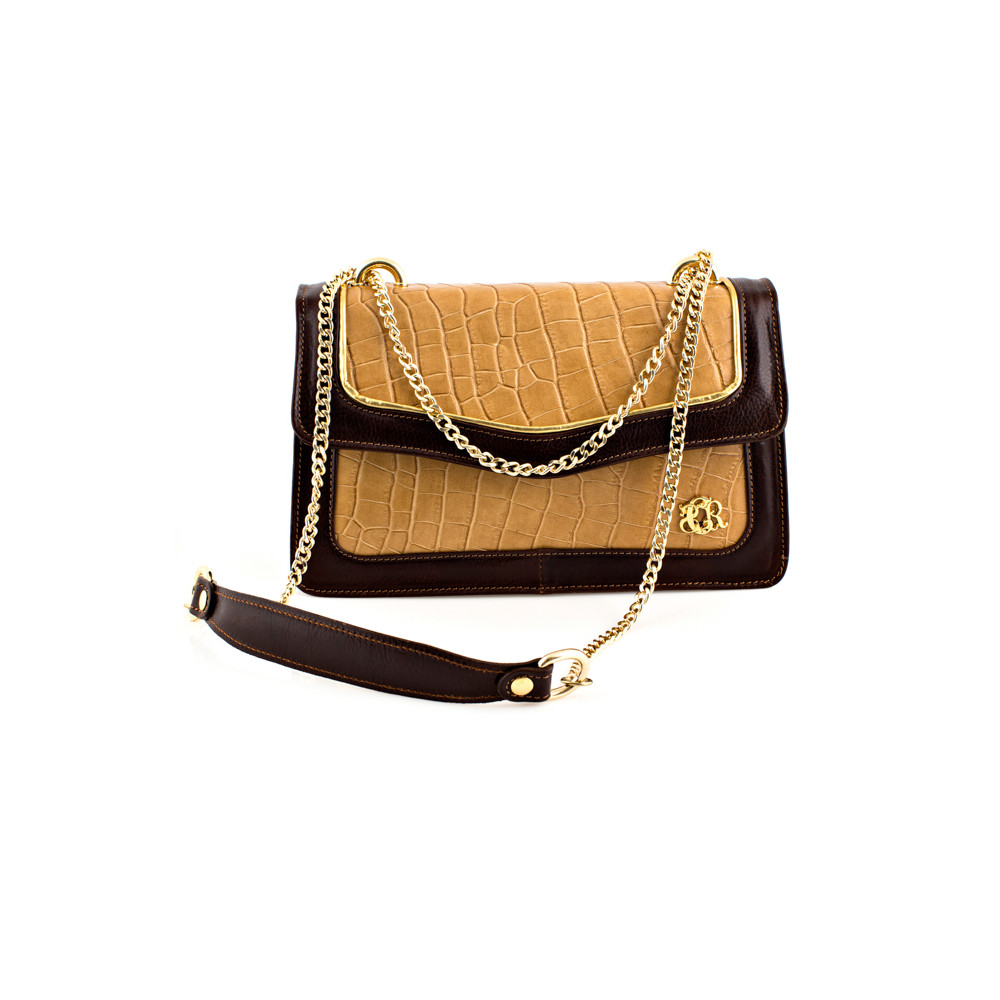 Handbag in brown/light brown leather